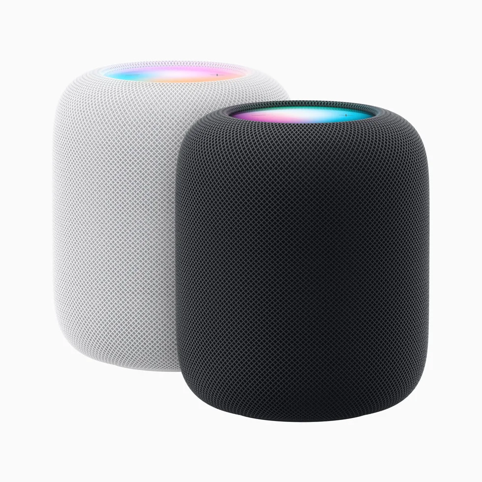 Apple's 2nd generation white and black HomePod