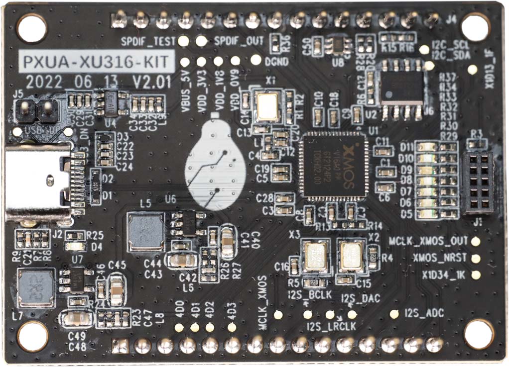 PXUA-XU316-KIT evaluation board for HiFi-USB AUDIO project assessment